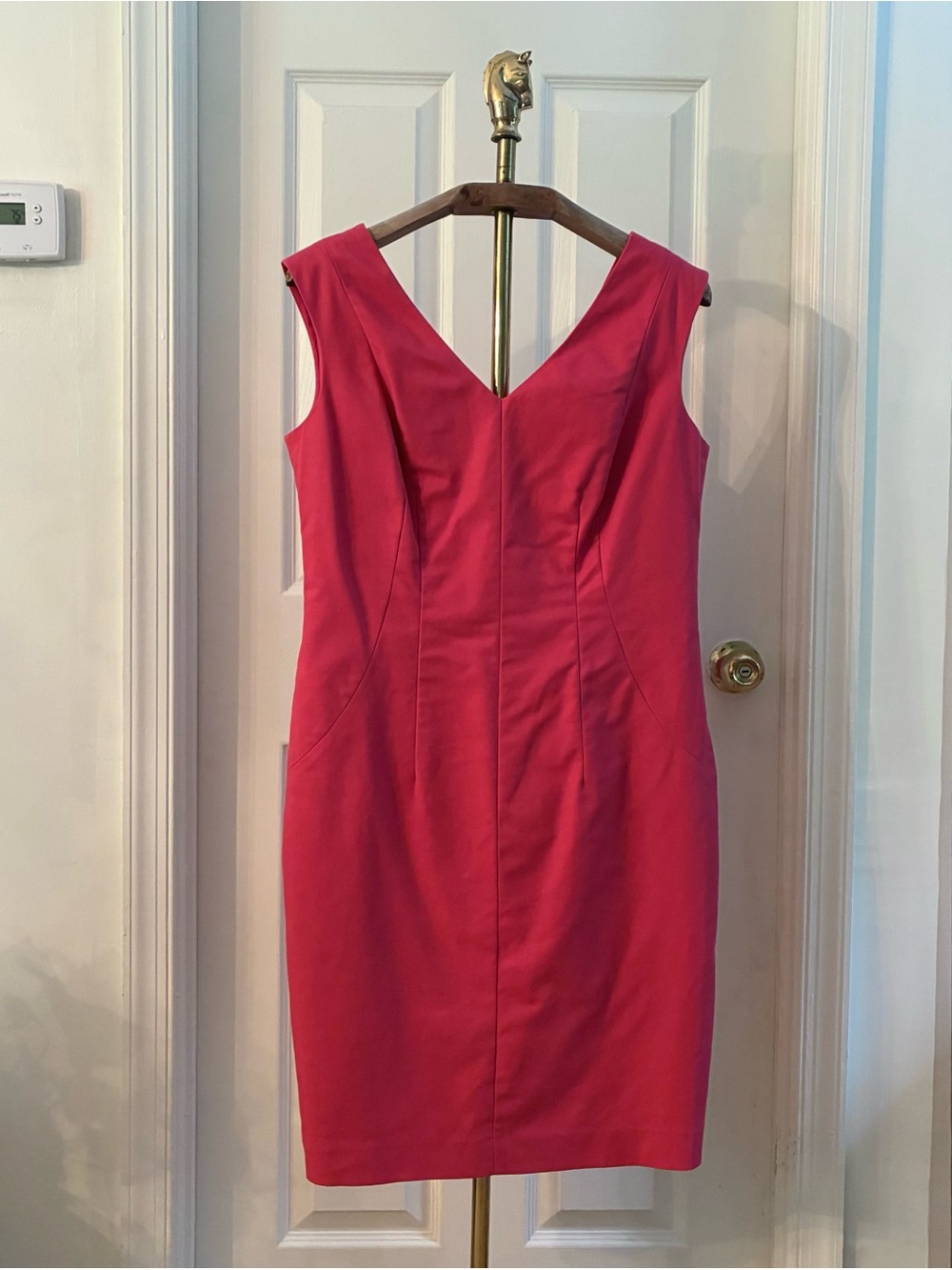 Nine West Hot Pink Fuchsia V-Neck Sheath Dress